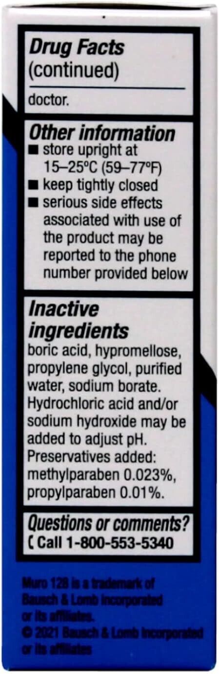 Muro 128 - 5% Solution Eye Drops Relief of Corneal Edema 15mL - FRESH MELB STOCK