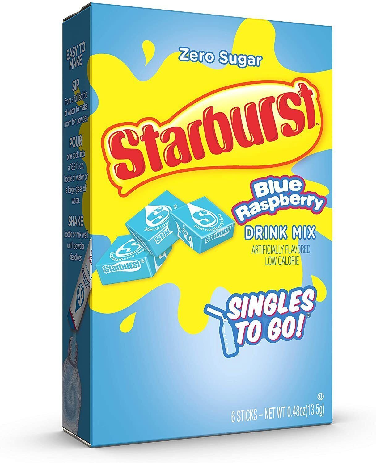 Starburst Drink Mix (sugar free powder) - 4 Flavour Choices - 6 Servings