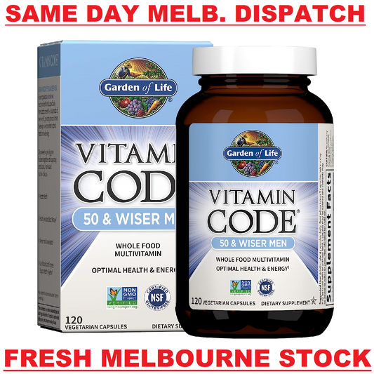 GARDEN OF LIFE Vitamin Code 50 & Wiser MEN Multivitamin + Probiotics - 120 Caps