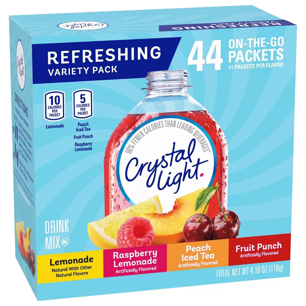 Crystal Light SUGAR FREE REFRESHING Drink Powder - Fruit Flavours - 44 Servings