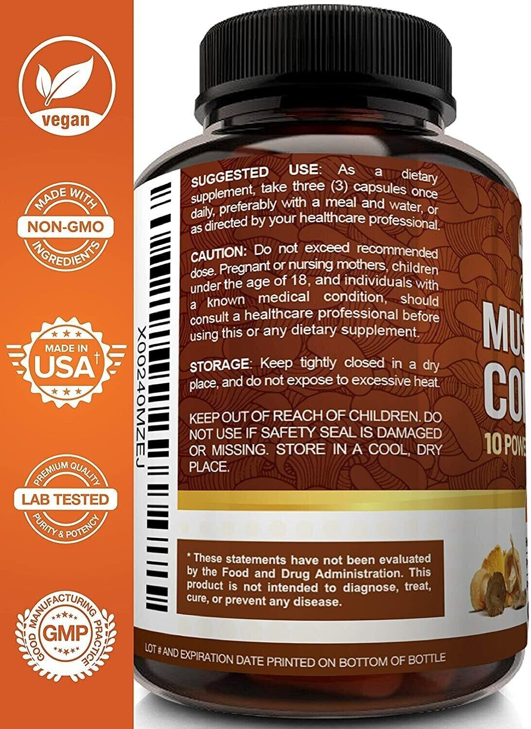 NUTRIFLAIR MUSHROOM COMPLEX 2600mg 90 Caps Immune Memory Support - FREE EXPRESS