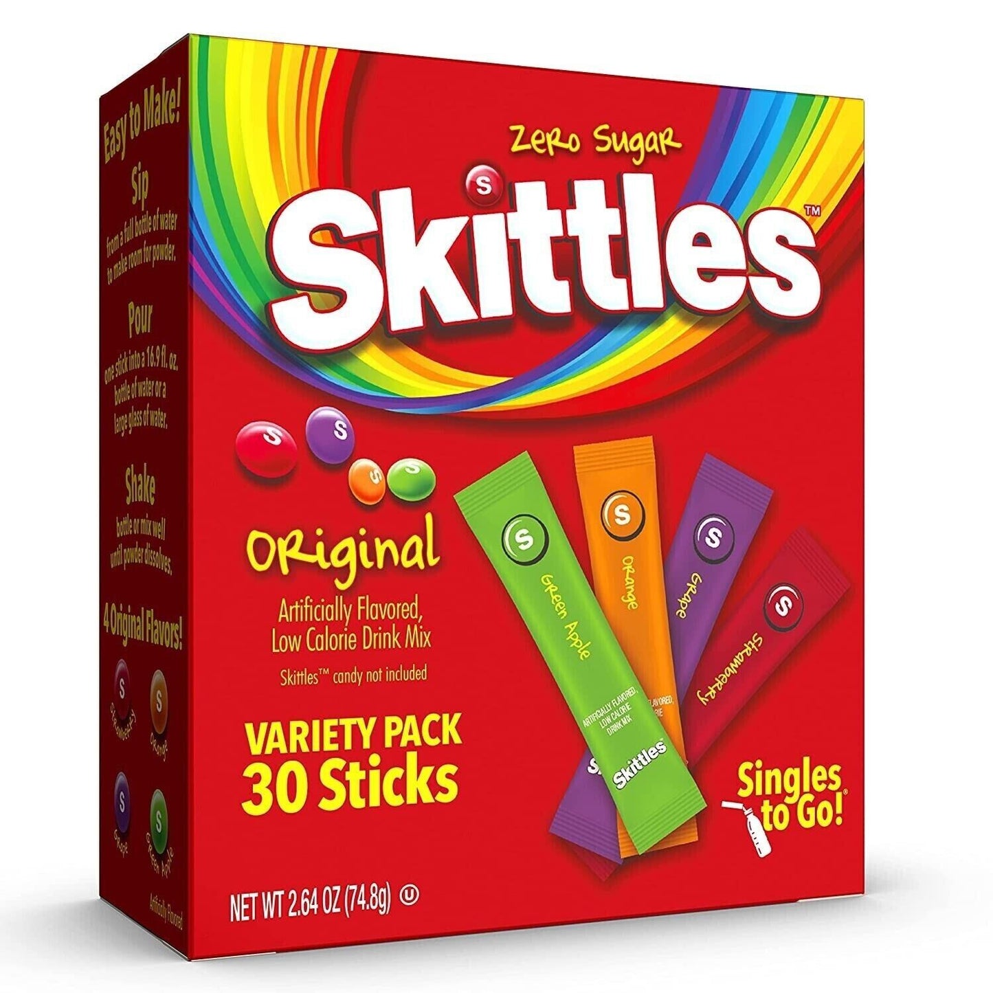 Skittles SUGAR FREE Drink Mix (4 Mix Flavours) - 30 Servings