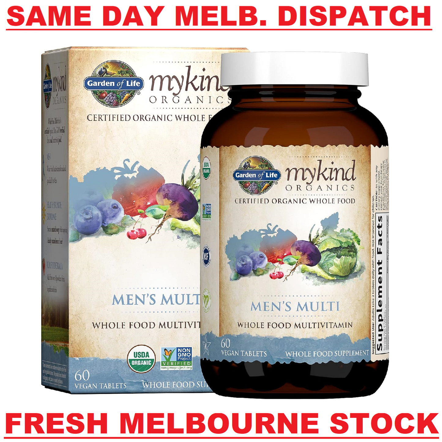 GARDEN OF LIFE mykind Organics MEN's Multi Whole Food Multivitamin - 60 Tablets