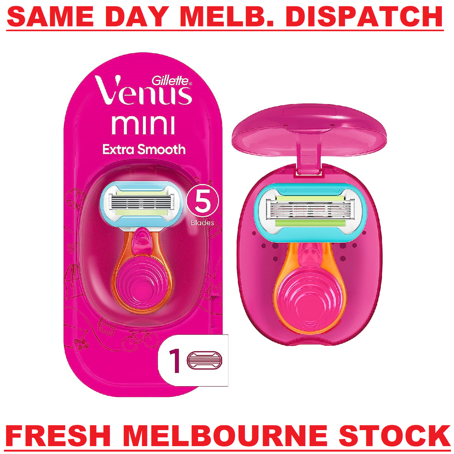 Gillette Venus Mini Extra Smooth Razor - 1 Handle, 1 Refill Blade + Travel Case