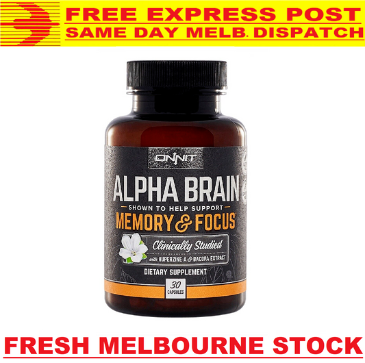 ONNIT Alpha BRAIN 30 Caps Joe Rogan JRE Alpha GPC Huperzine - FREE EXPRESS POST!