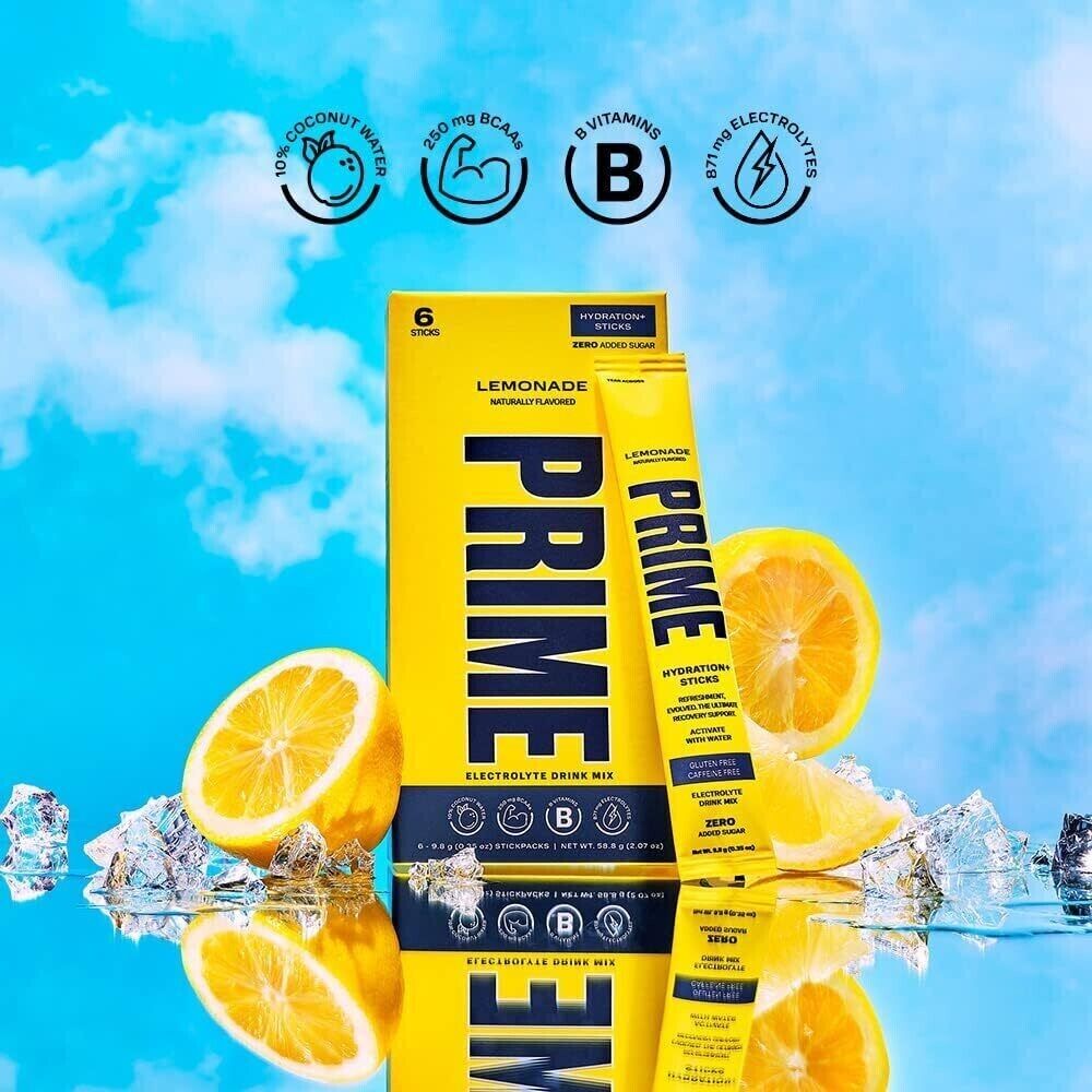 Prime Hydration Powder Sticks -No Added Sugar - 8 Flavours -  6 X 500ml Servings