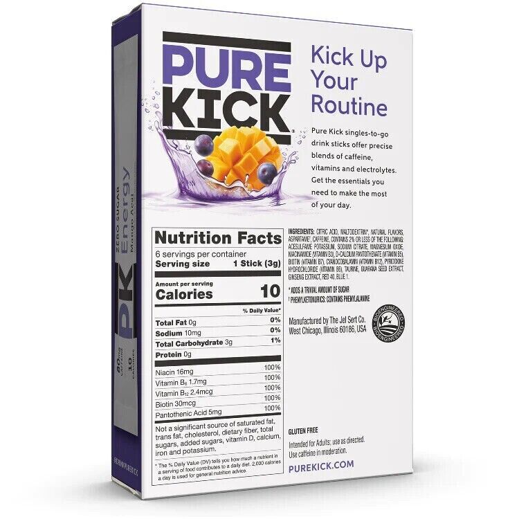 Pure Kick Electrolyte & Energy Drink- Sugar Free- 6 Servings - 8 Flavours