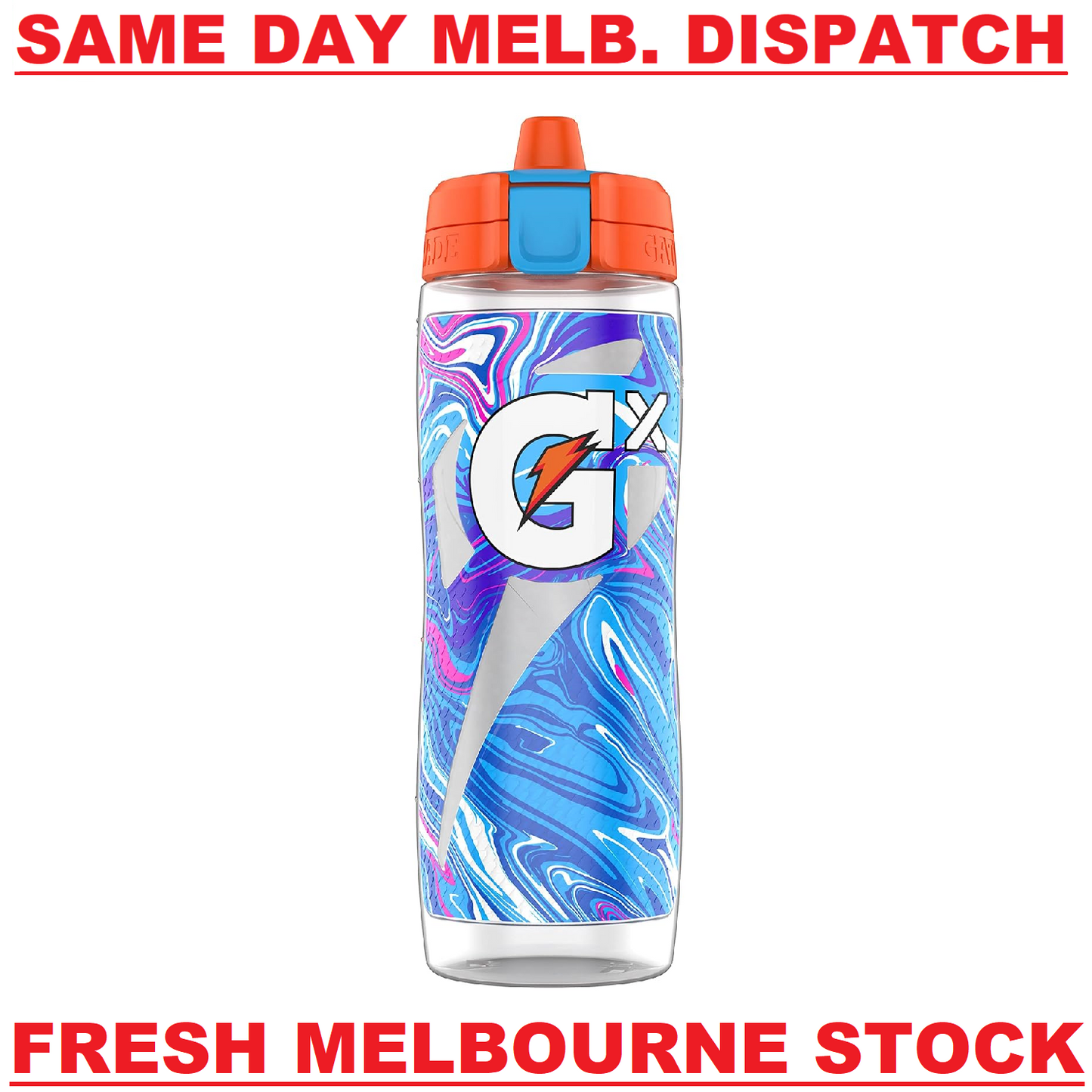 Gatorade Gx Sports Drink Bottle EASY GRIP LEAK PROOF BPA FREE 887mL MARBLE BLUE