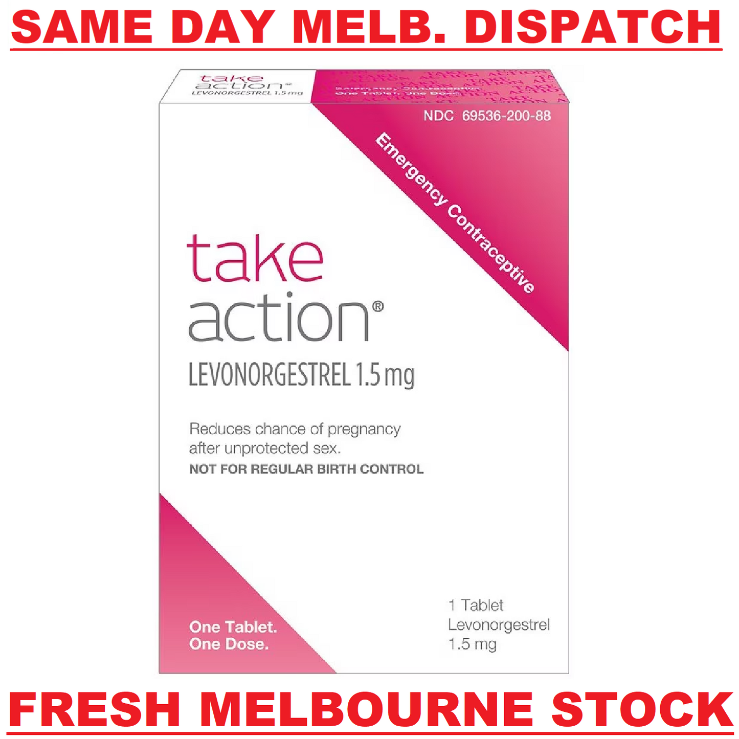 Take Action - Emergency Contraceptive Morning After Pill 72HR 1.5mg - 1 Tablet