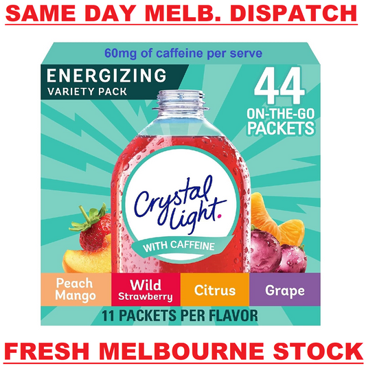 Crystal Light Sugar Free Energy Drink Powder - Fruit Flavours - 44 Servings