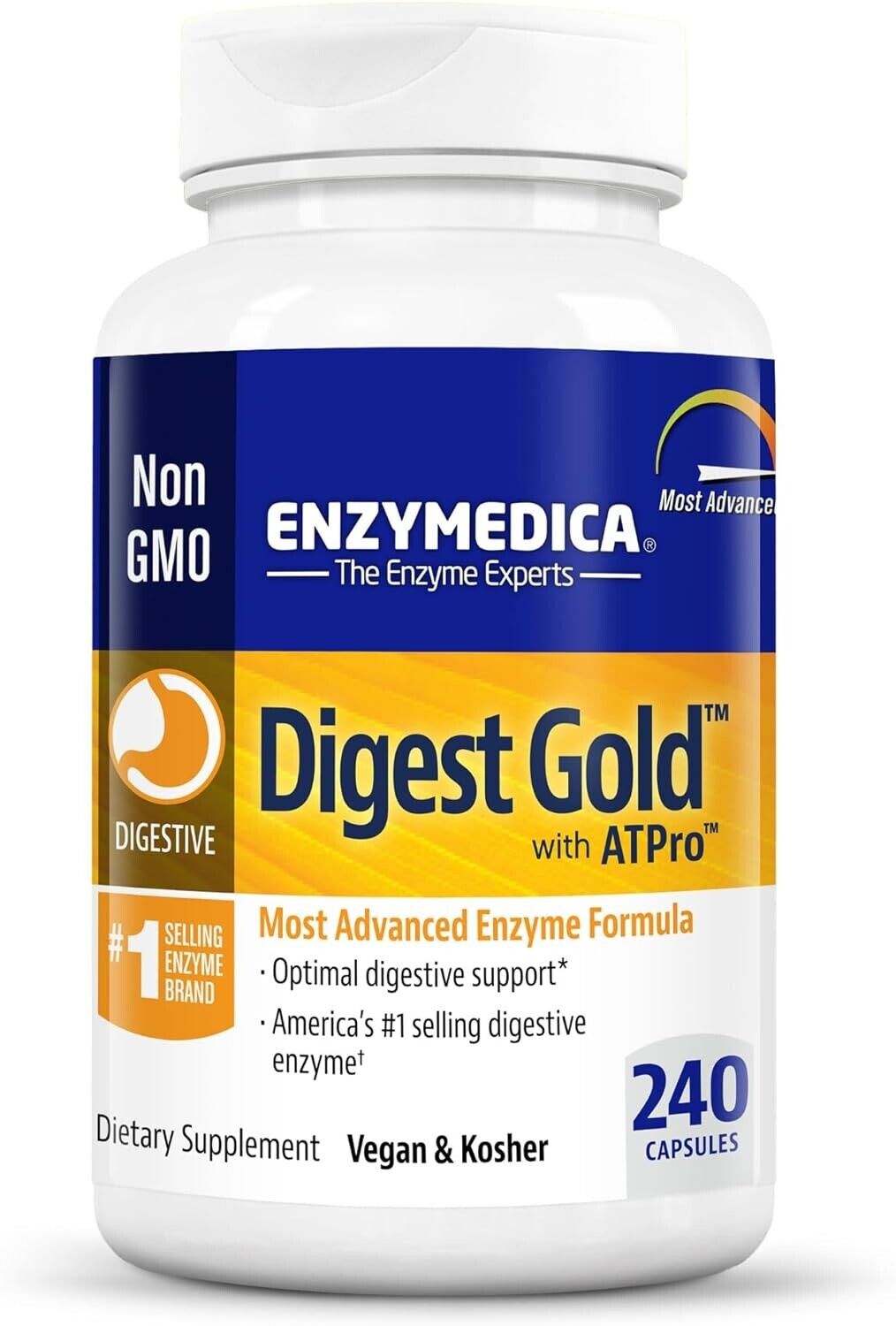 Enzymedica Digest Gold + ATPro Digestive Support Enzyme Formula - 240 Capsules