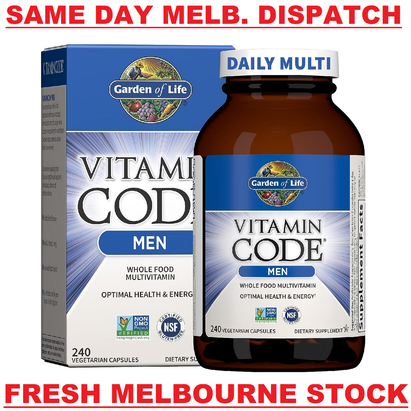 GARDEN OF LIFE Vitamin Code MEN Multivitamin Heart & Prostate Health - 240 Caps