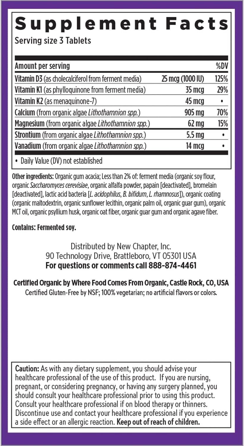 NEW CHAPTER Plant Calcium BONE STRENGTH - Bone, Joint & Heart Support - 60 Tabs
