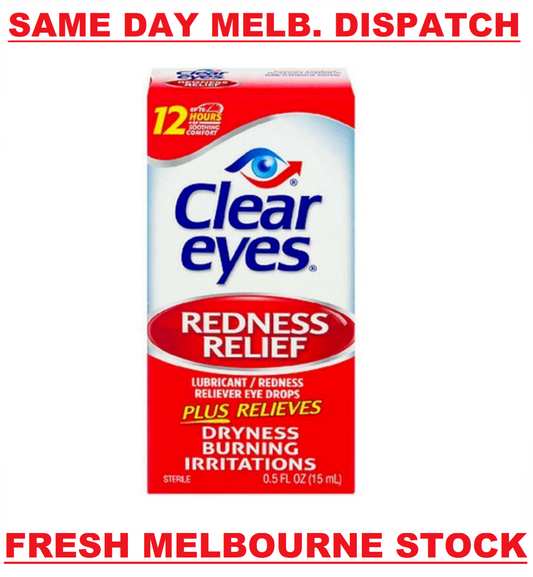 Clear Eyes Lubricant Redness Relief Eye Drops - 15mL - BRAND NEW & SEALED