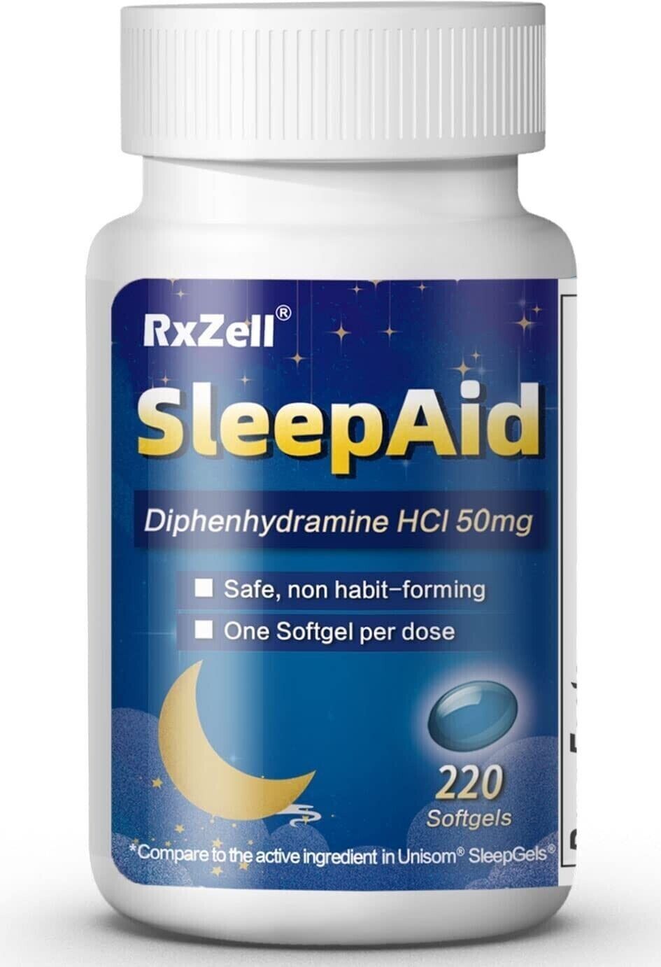 RxZell Sleep Aid 50mg 220 Softgels - FRESH MELB STOCK - FREE EXPRESS POST