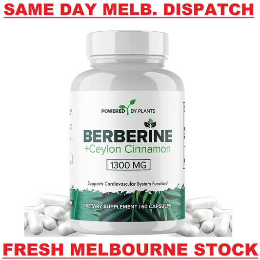 POWERED X PLANTS Berberine + Ceylon Cinnamon 1300mg Blood Sugar Support 60 Caps