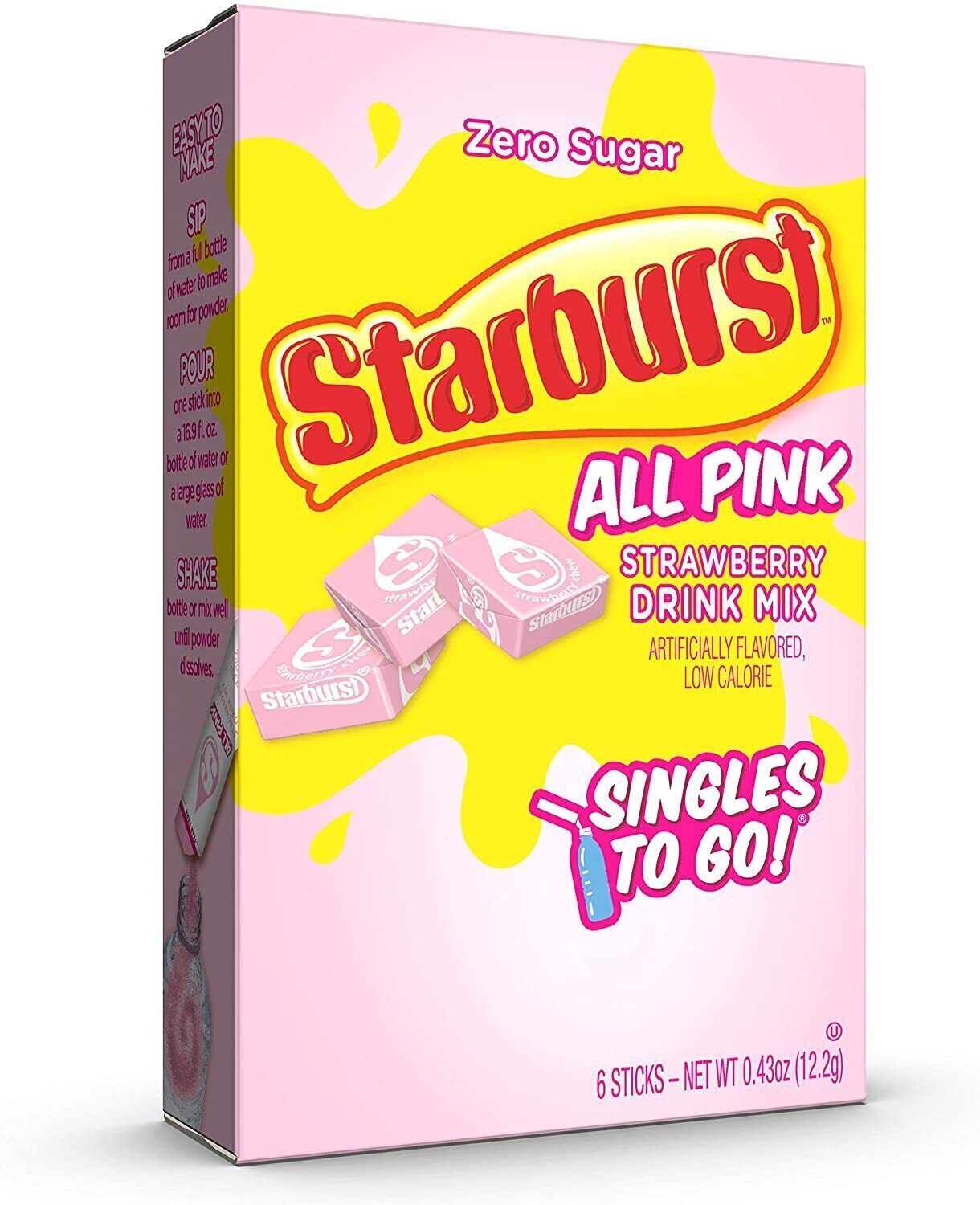 Starburst Drink Mix (sugar free powder) - 4 Flavour Choices - 6 Servings