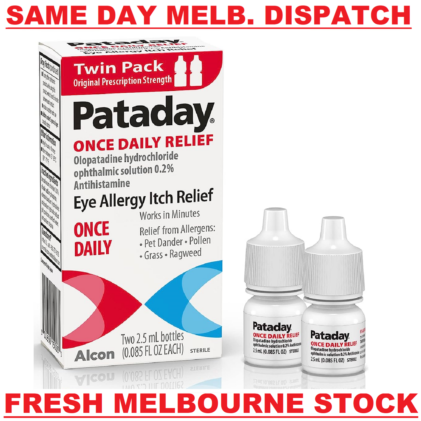 Pataday Once Daily Itch Relief - Allergy Eye Drops + Antihistamine 2 x 2.5mL 2PK