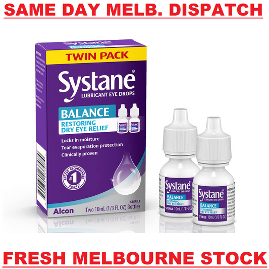 Systane Lubricant Eye Drops - BALANCE Restoring Dry Eye Relief 2 x 10mL Bottles