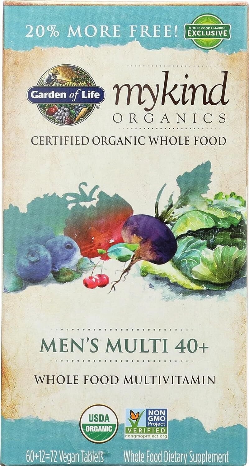 GARDEN OF LIFE mykind Organics MENs Multi 40+ Whole Food Multivitamin 72 Tablets