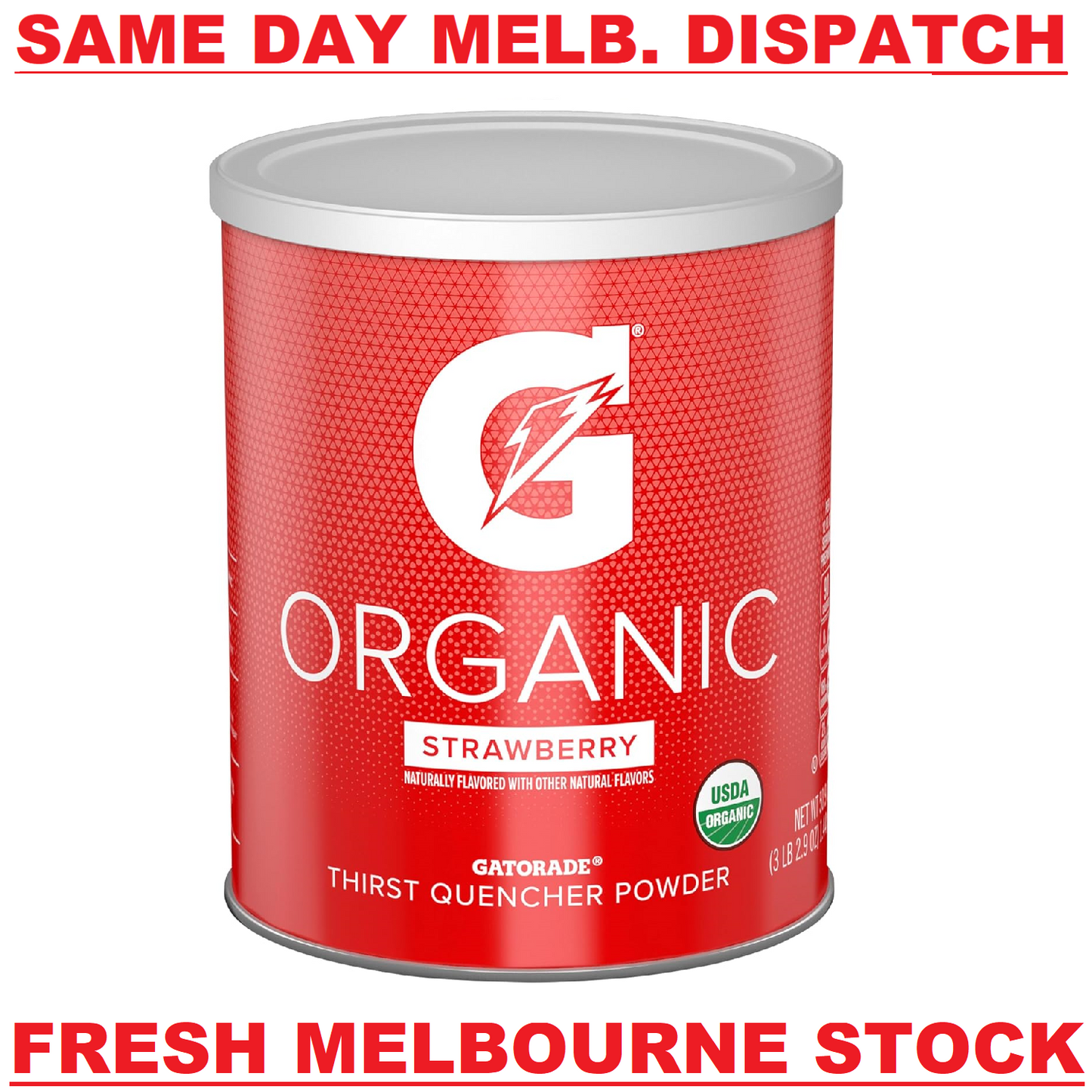 Gatorade ORGANIC Electrolyte Sports Drink Powder STRAWBERRY - 63 Serves - 1.44kg