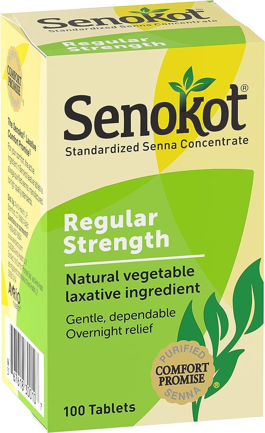 Senokot Regular Strength Laxative with Senna Constipation Relief 100 Tablets