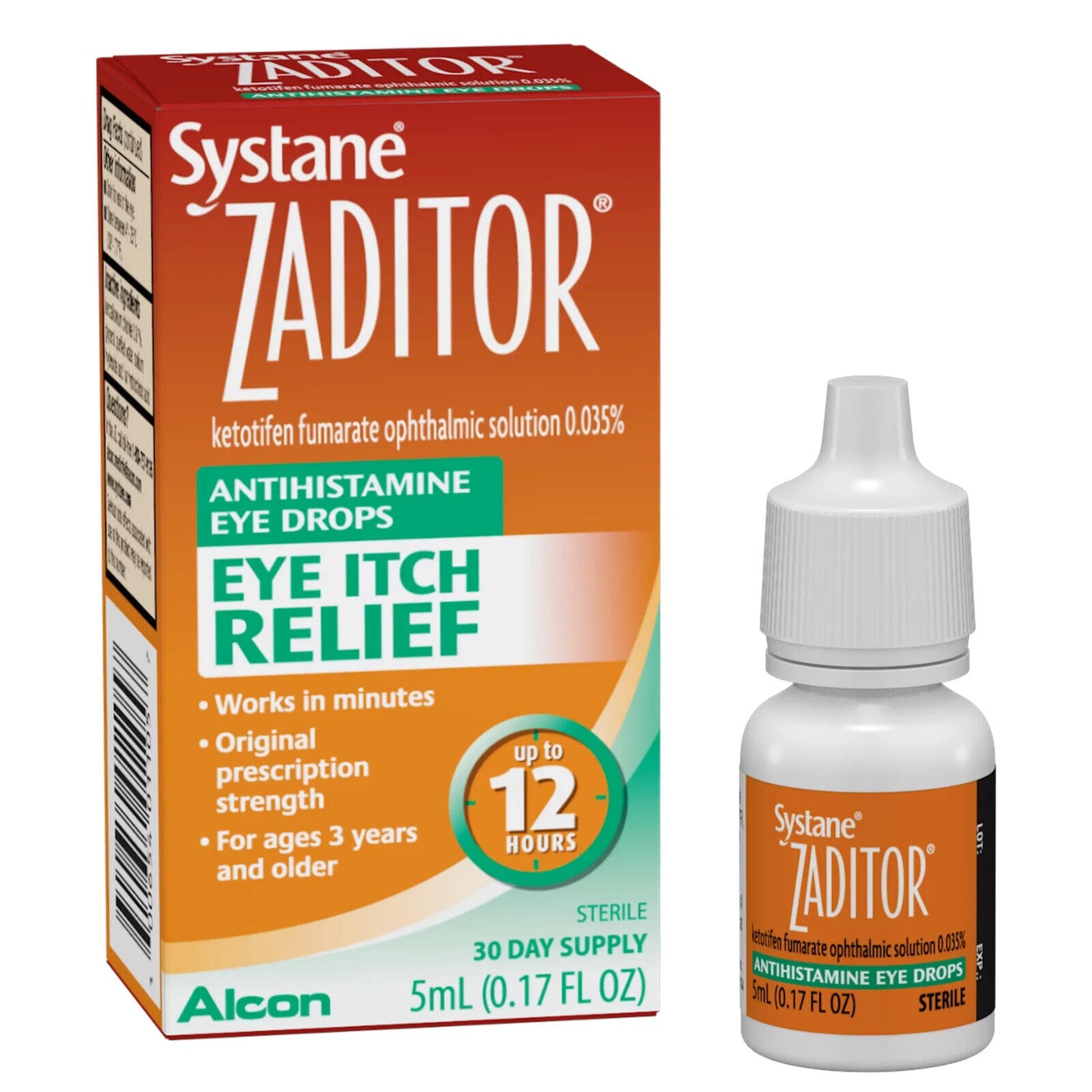 ALCON Systane Zaditor Eye Itch Relief - Allergy Eye Drops + Antihistamine 5mL