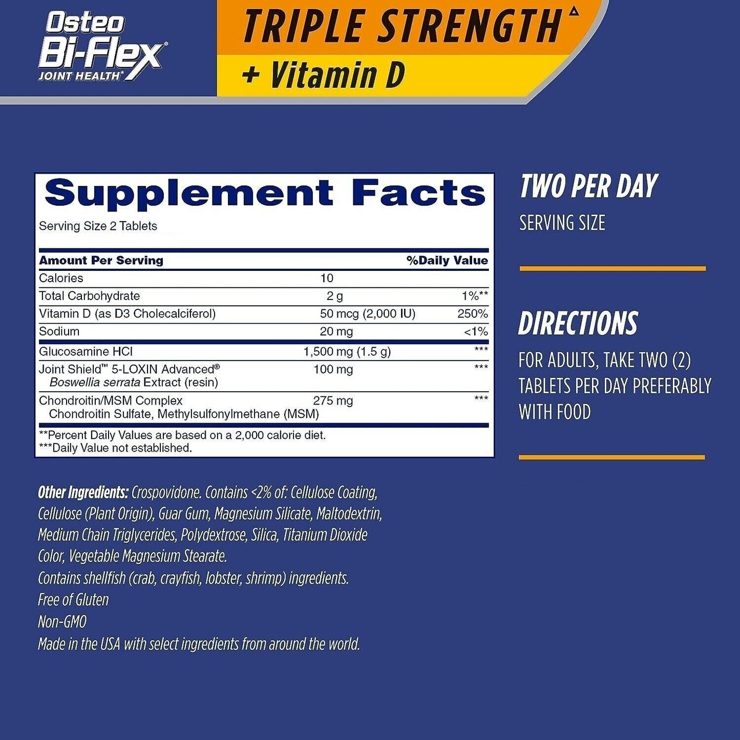 Osteo Bi-Flex Joint Health TRIPLE STRENGTH + Vitamin D Immune Support - 150 Tabs