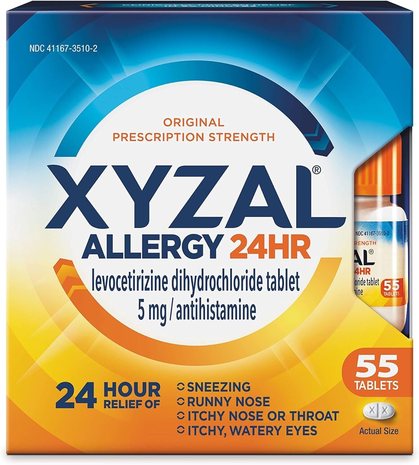 XYZAL ALLERGY 24HR RAPID HAYFEVER RELIEF CETIRIZINE 5MG - 55 TABLETS EXP. 03/25