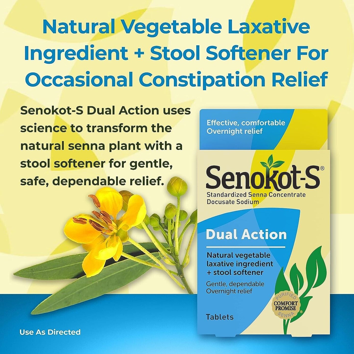 Senokot-S Dual Action Senna Laxative Constipation Relief Soften Stools 30 Tabs