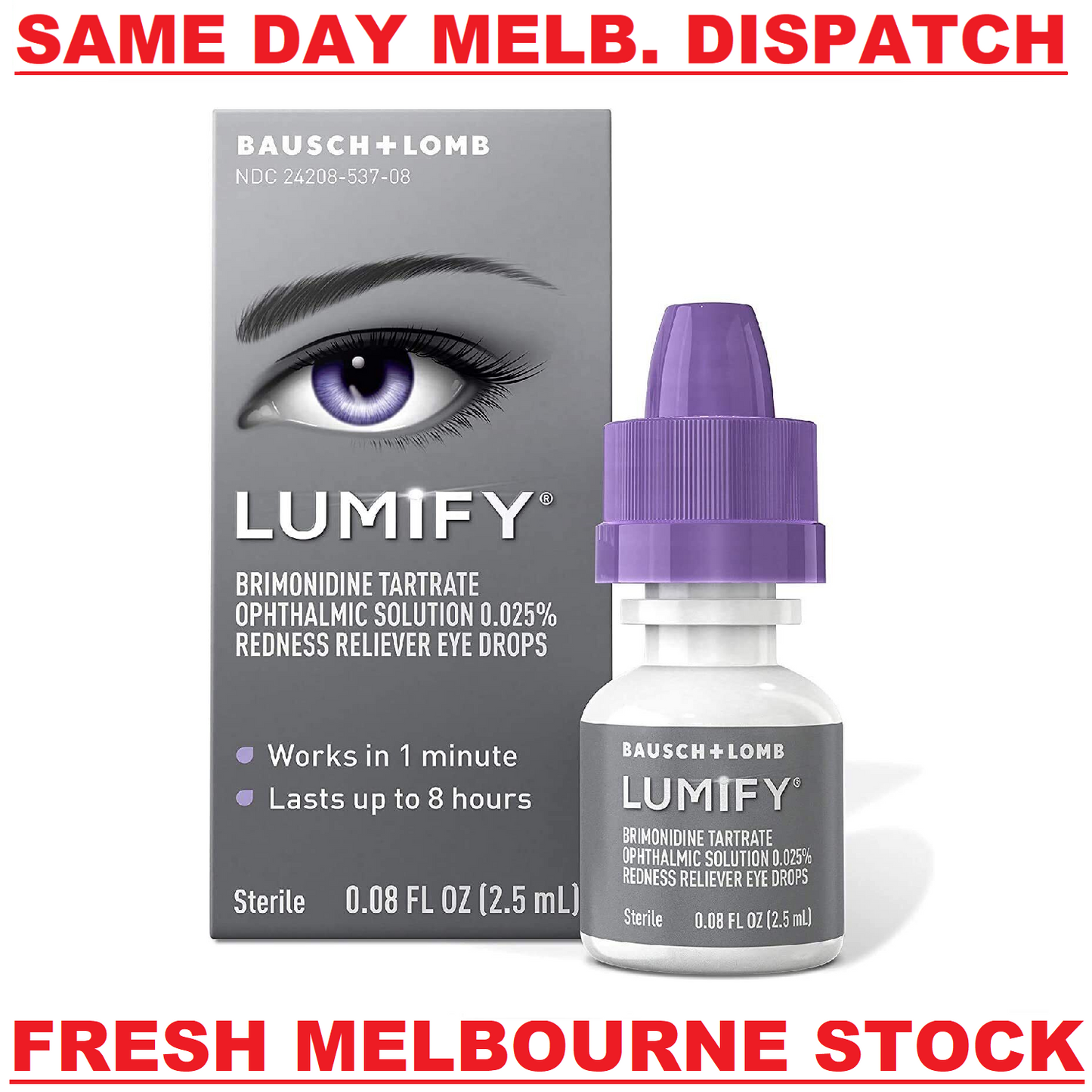 Lumify Redness Reliever Eye Drops 0.08 FL OZ (2.5 ml) - MELB STOCK FAST SHIPPING