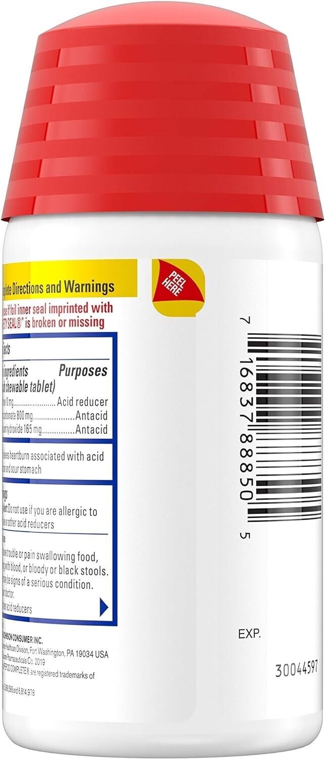 PEPCID Complete Famotidine 10mg Acid Reducer + Antacid 50 Chewable Tablets Mint