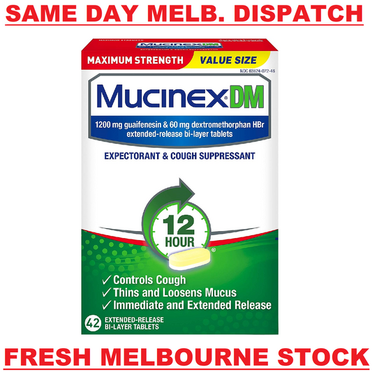 Mucinex DM Guaifenesin 1200mg MAX STRENGTH Expectorant Cough Suppressant 42 Tabs