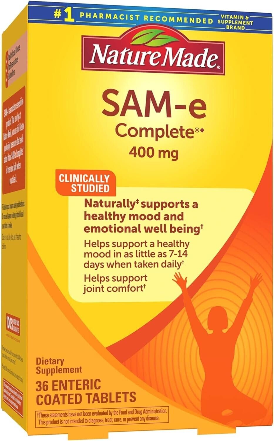 Nature Made SAM-e Complete 400mg Healthy Mood & Joint Support SAMe - 36 Tablets