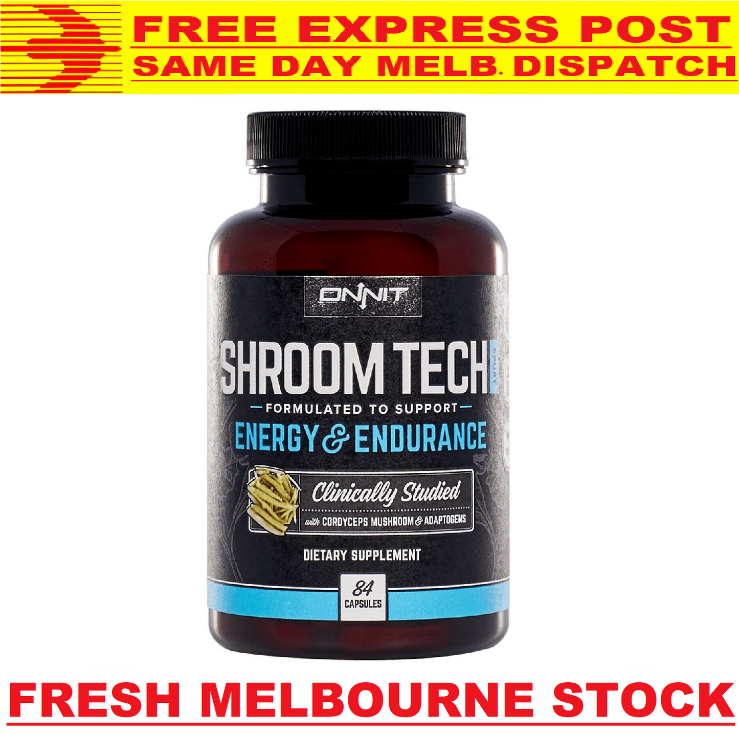 Onnit Shroom TECH Sport 84 Caps CORDYCEPS Joe Rogan JRE - FREE EXPRESS POST!