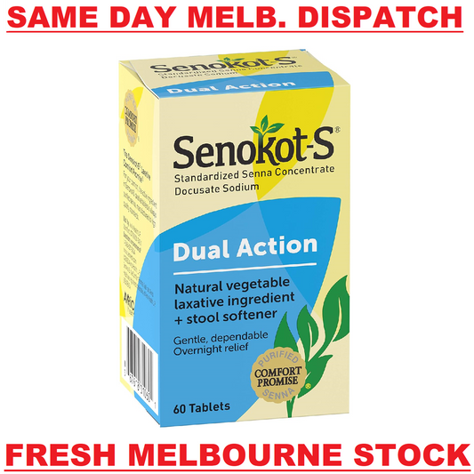 Senokot-S Dual Action Senna Laxative Constipation Relief Soften Stools 60 Tabs