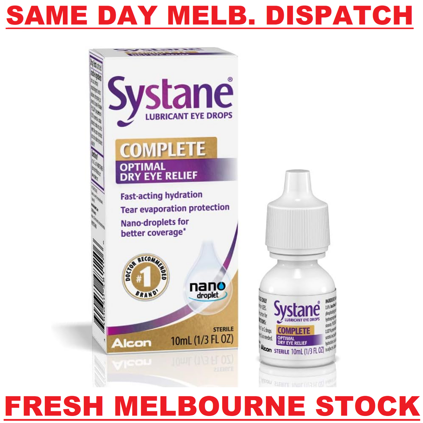 Systane Lubricant Eye Drops Complete Dry Eye Redness Relief - 1 x 10mL Bottle