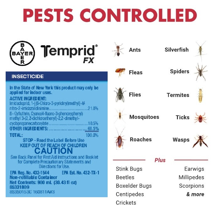 TEMPRID FX Insect Spray Beta-Cyfluthrin Imidaclo prid - 8ml Mix (makes 3.8L)
