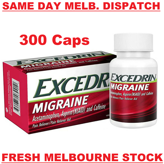 Excedrin Migraine Coated Caplets 300 Caps Headache Pain Relief