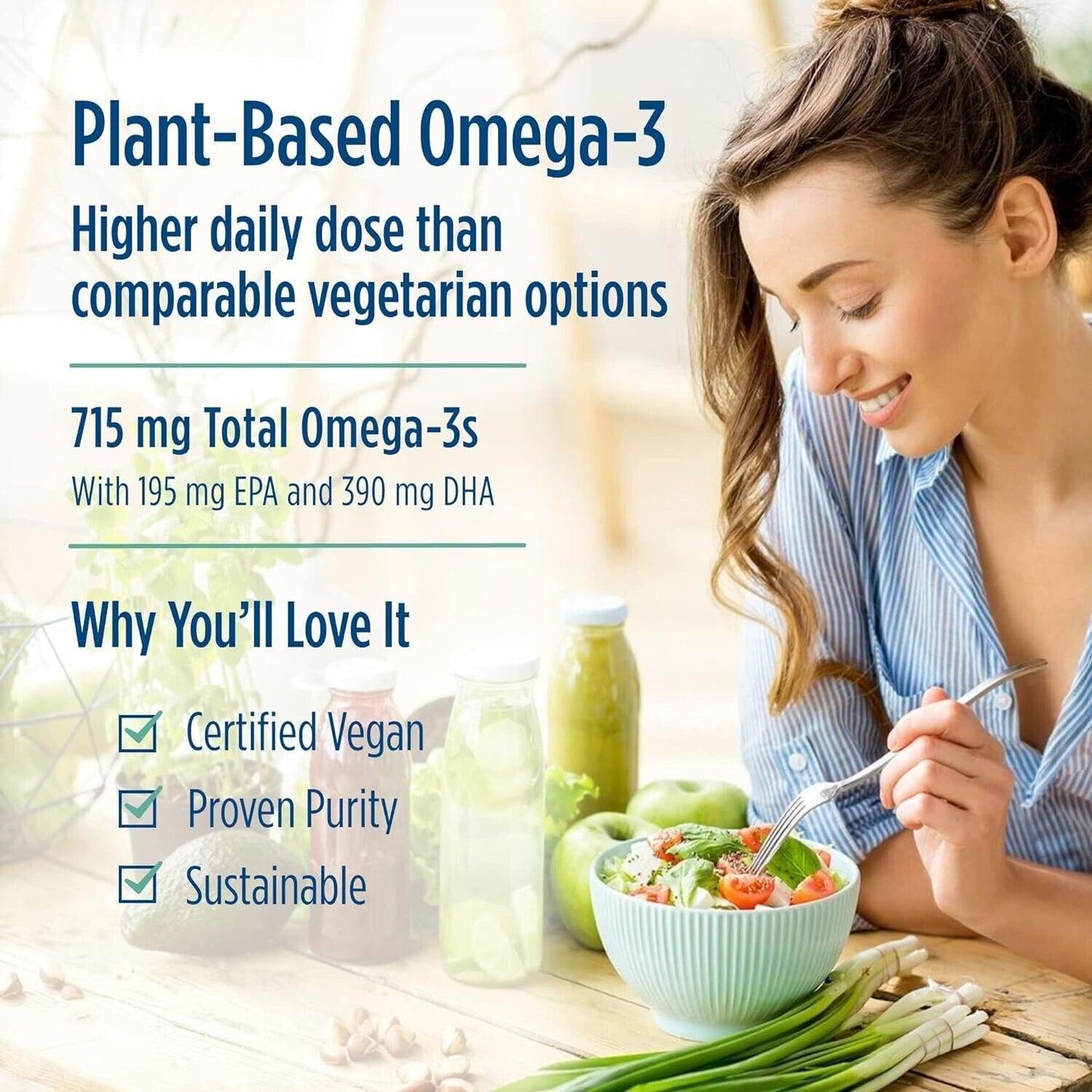 NORDIC NATURALS Algae Omega-3 715mg - Plant Based EPA DHA Vegan - 120 Soft Gels