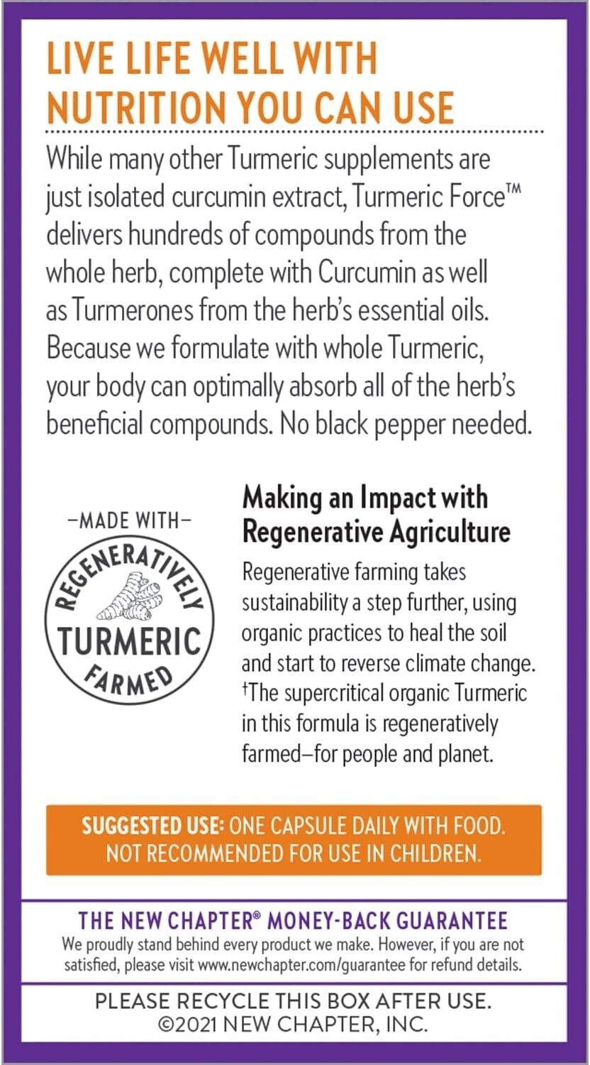 NEW CHAPTER Turmeric Force - Healthy Inflammation, Brain & Heart Support 60 Caps