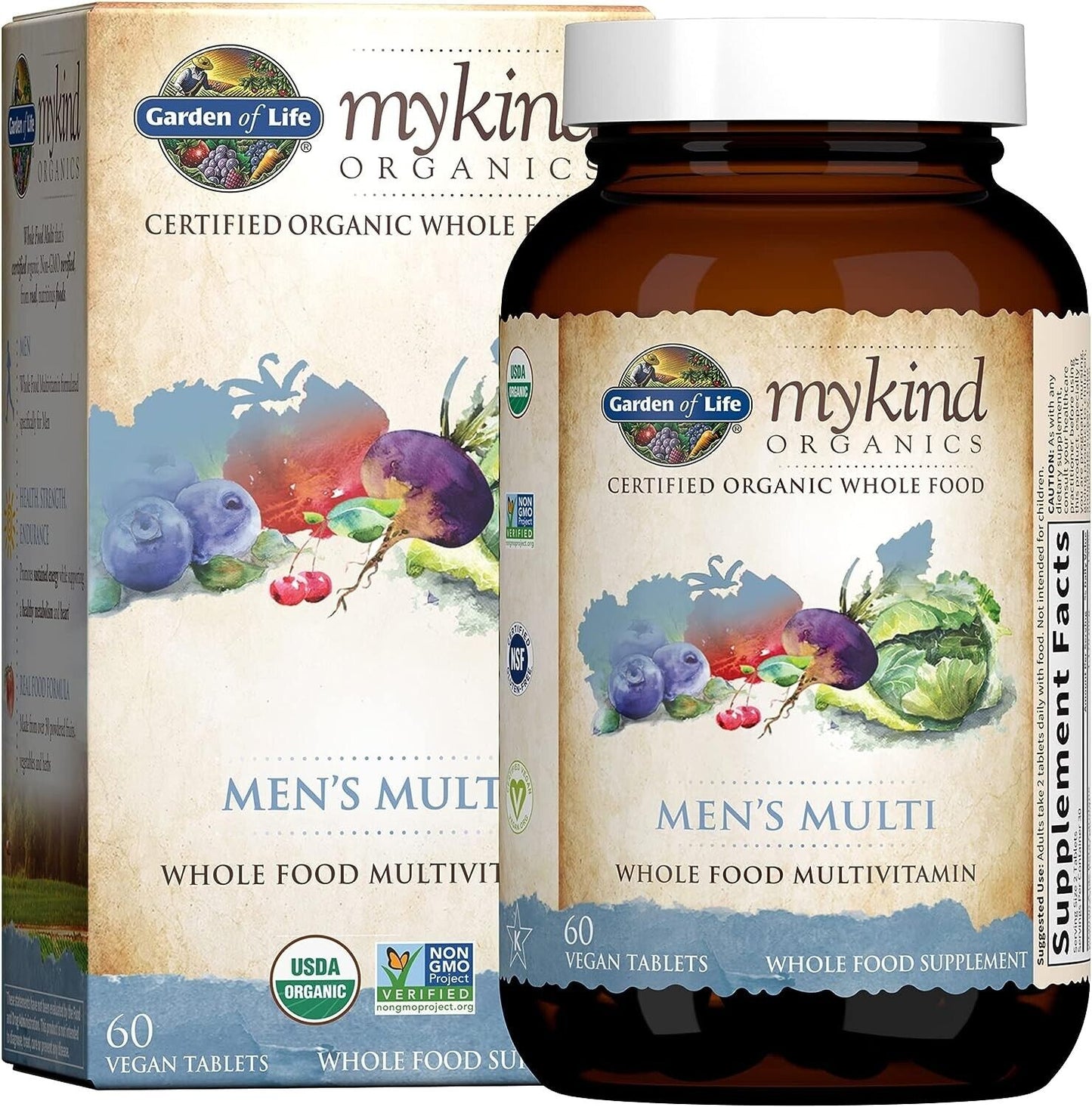 GARDEN OF LIFE mykind Organics MEN's Multi Whole Food Multivitamin - 60 Tablets