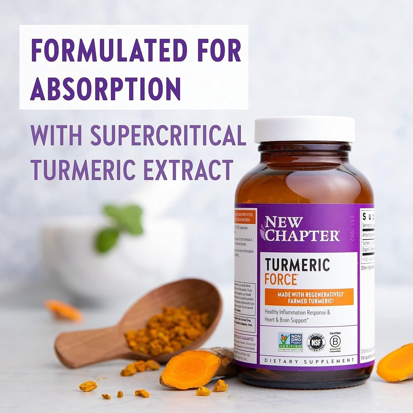 NEW CHAPTER Turmeric Force - Healthy Inflammation, Brain & Heart Support 60 Caps