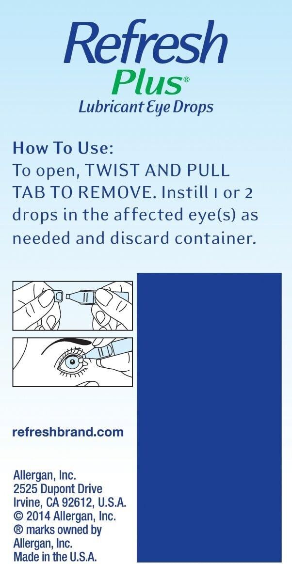 Refresh Plus Lubricant Eye Drops - 30 x 0.4mL Sterile Preservative Free Vials