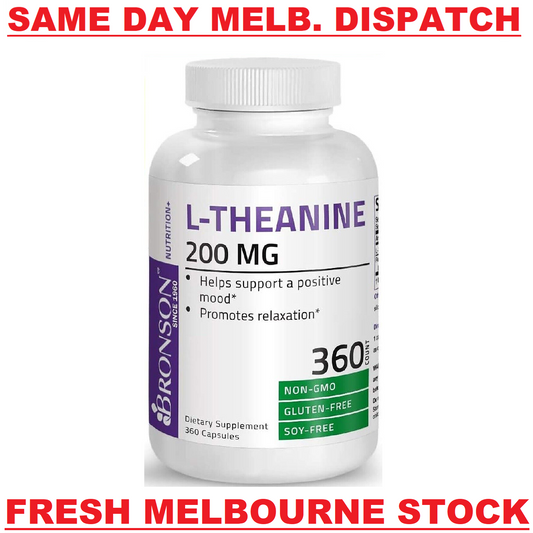 L-Theanine 200mg 360 Caps Bronson DOUBLE STRENGTH - PREMIUM QUALITY - MEGA VALUE