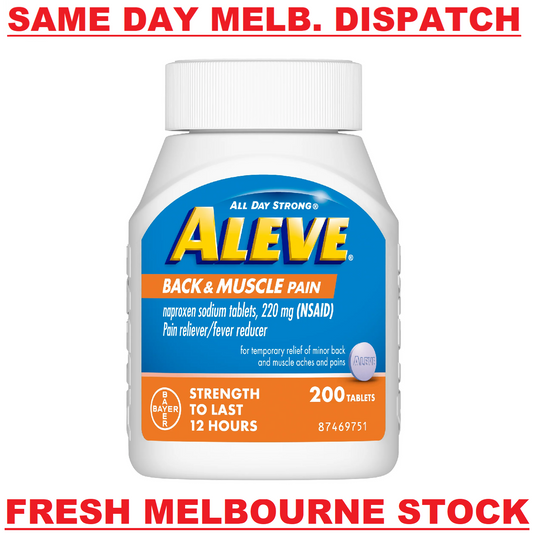 Aleve Back and Muscle Pain 200 Tablets - 12HR Headache Pain Relief Fever Reducer