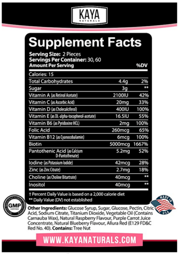 HAIR VITAMIN GUMMIES 5000mcg Biotin HAIR GROWTH FORUMLA 60 Caps - FREE EXPRESS