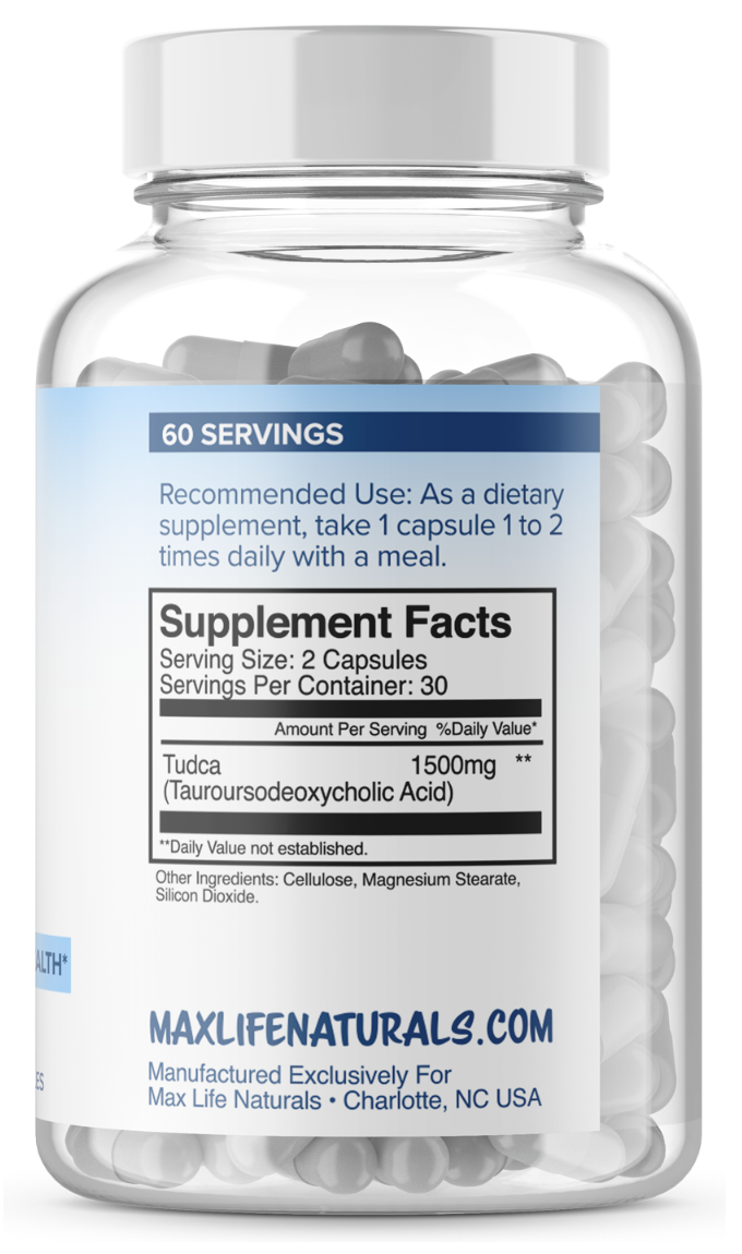 MAXLIFE TUDCA 1500 60 Caps (750mg per Cap) MAXIMUM STRENGTH PREMIUM GRADE!