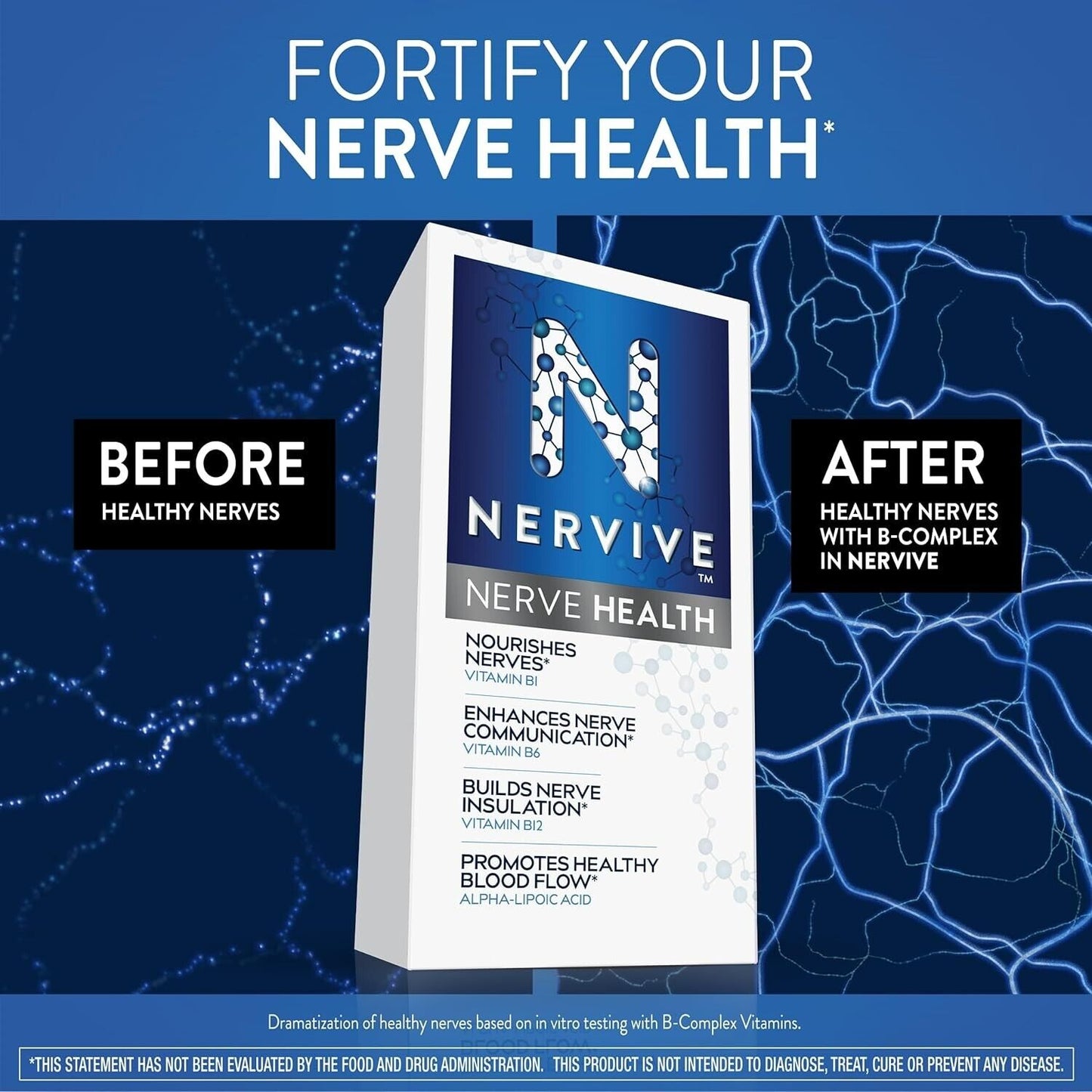 Nervive Nerve Health 300mg Alpha Lipoic Acid - Anti Aging Nerve Repair - 30 Tabs
