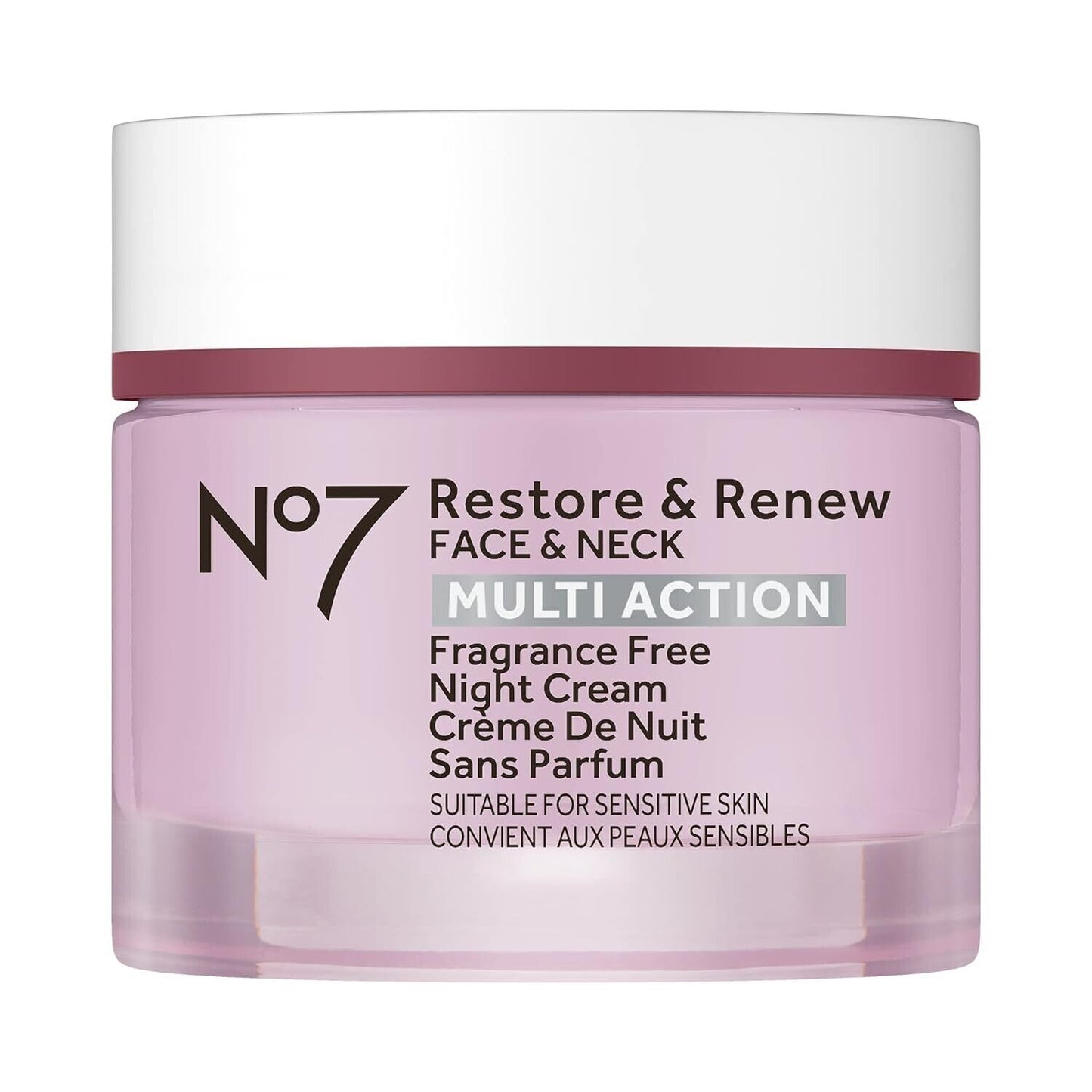 No7 RESTORE & RENEW Face & Neck Multi Action NIGHT CREAM FRAGRANCE FREE - 50mL